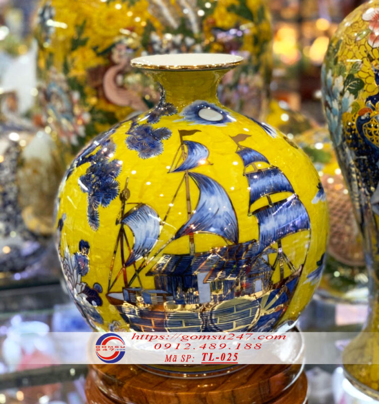 Bình bình hút tài lộc màu vàng Thuận Buồm Xuôi Gió – Mã TL025