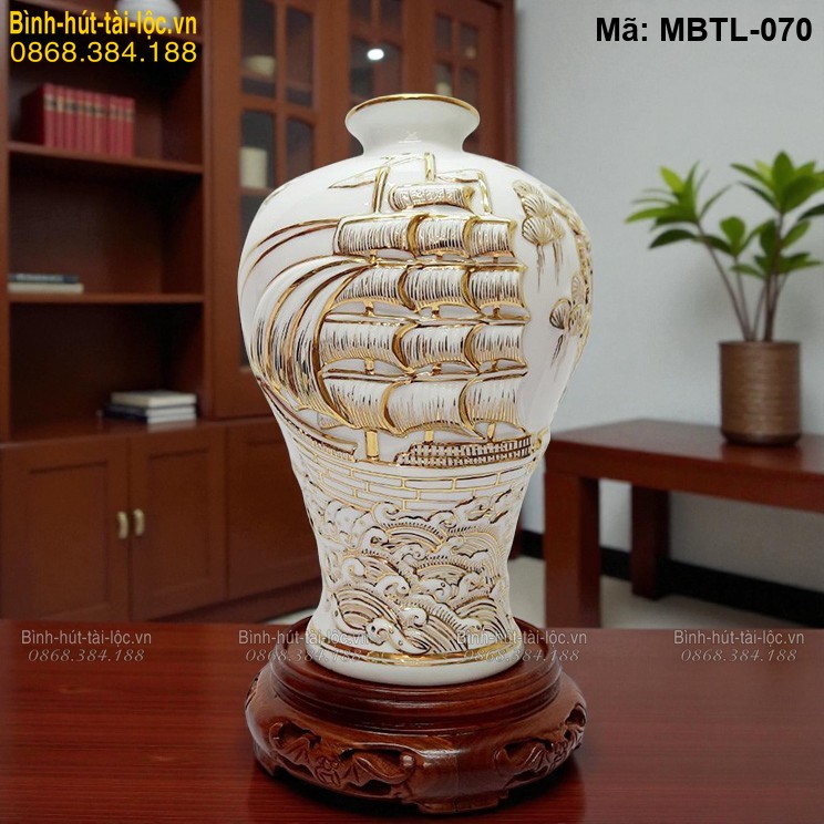Bình gốm trang trí phòng khách đẹp sang trọng