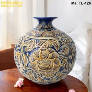 Bình hút lộc khắc nổi sen phú quý mã TL-126