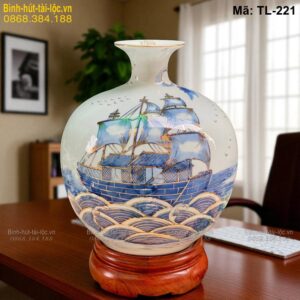 Bình hút lộc mạ vàng Thuận Buồm Xuôi Gió – phong thủy hanh thông mã TL-221