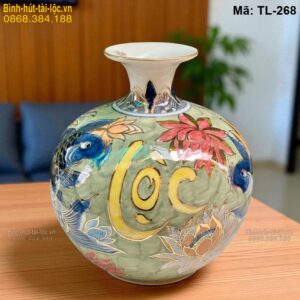 Bình hút lộc Sen Cá mạ vàng 24K cao 24cm – thu hút tài vận mã TL-268