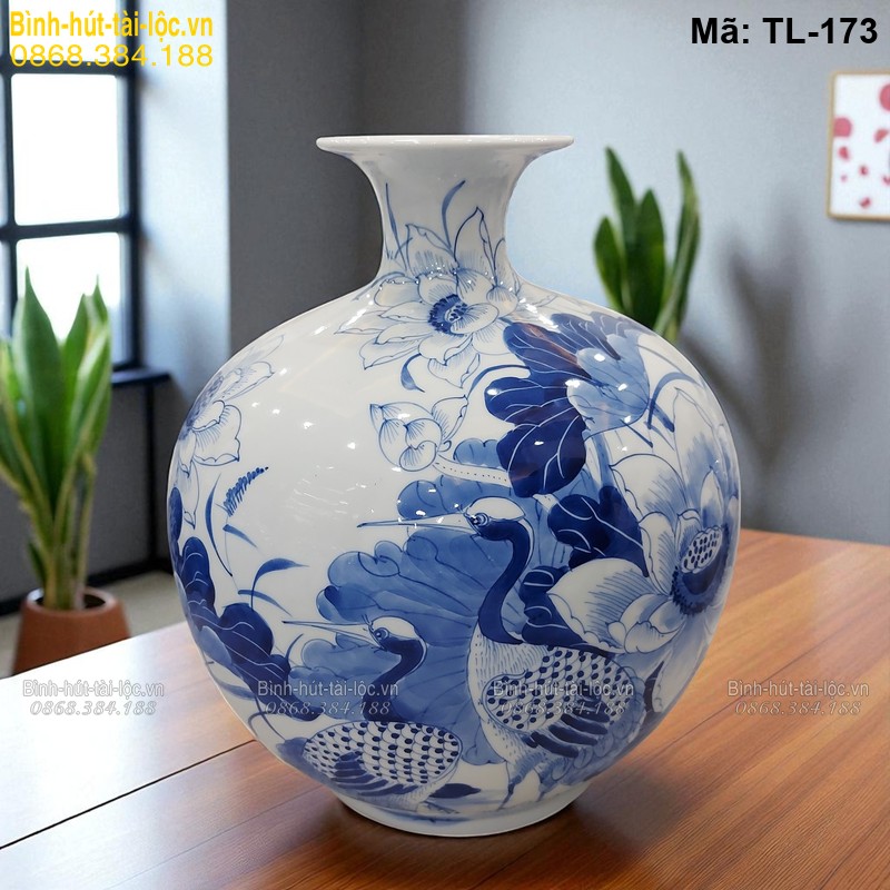 Bình hút lộc Sen Hạc Bát Tràng – kết hợp tài lộc và trường thọ mã TL-173 – Ảnh 2