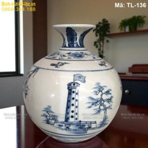 Bình hút lộc vẽ Tứ Cảnh Hà Nội – nét đẹp văn hóa Thăng Long mã TL-136