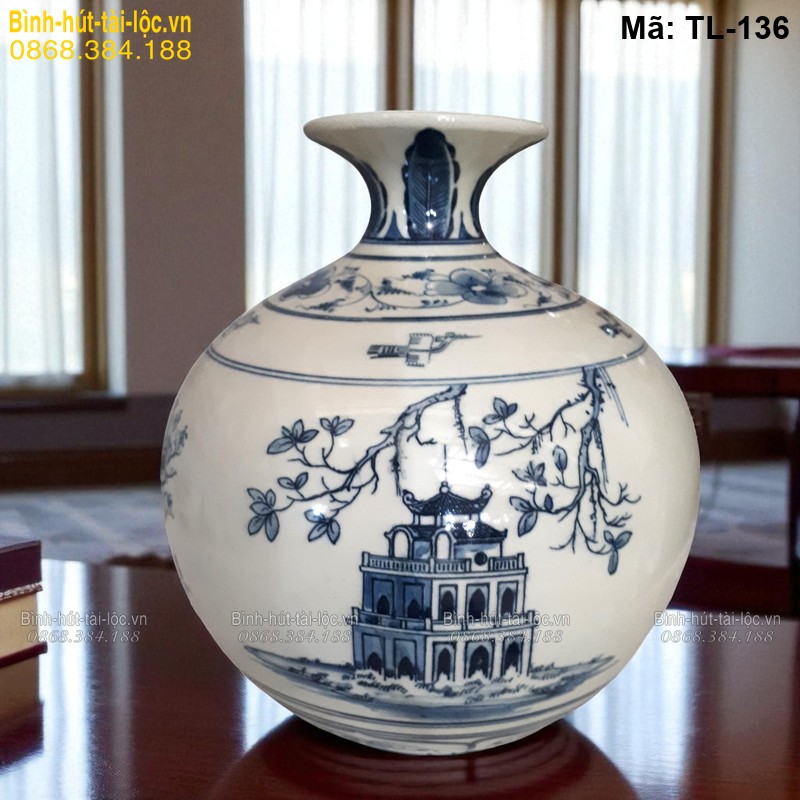 Bình hút lộc vẽ Tứ Cảnh Hà Nội – nét đẹp văn hóa Thăng Long mã TL-136 – Ảnh 2