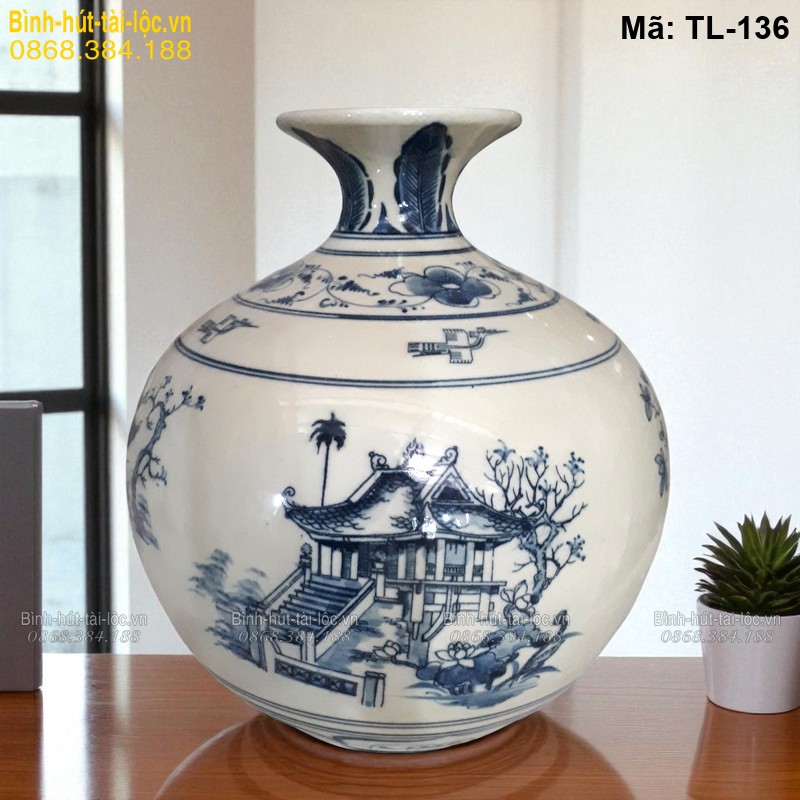 Bình hút lộc vẽ Tứ Cảnh Hà Nội – nét đẹp văn hóa Thăng Long mã TL-136 – Ảnh 3