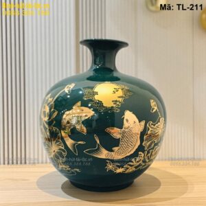 Bình hút lộc xanh lục Lý Ngư Vọng Nguyệt – thiết kế độc đáo mã TL-211