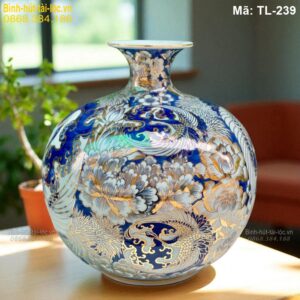 Bình hút tài lộc Chim Hạc hoa Phú Quý cao 33cm – sang trọng mã TL-239
