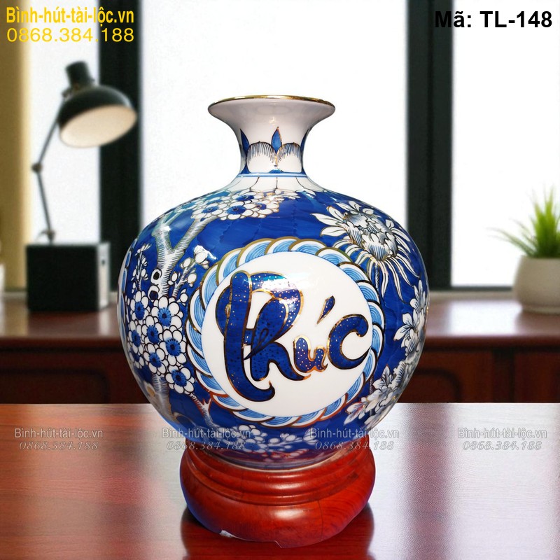 Bình hút tài lộc chữ Phúc Lộc Tài Đức – ý nghĩa trọn vẹn tài vận mã TL-148