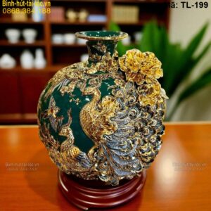 Bình hút tài lộc đắp nổi mạ vàng cao cấp – hàng kỹ tinh xảo mã TL-199