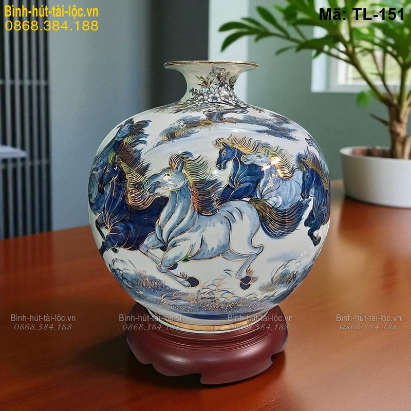 Bình hút tài lộc Bát Tràng cao cấp, cân đối hài hoa