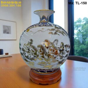 Bình hút tài lộc mạ vàng 24K Bát Mã – tăng vận khí, sự nghiệp mã TL-150