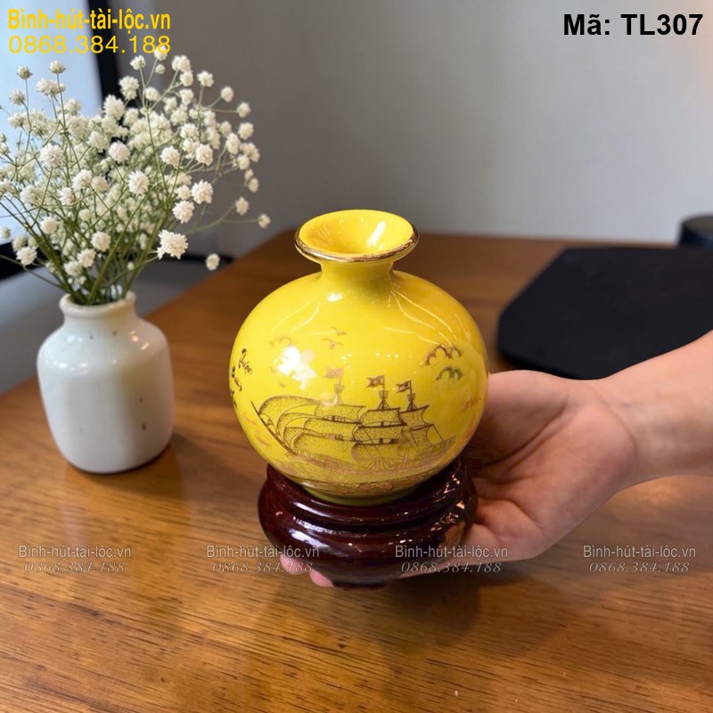 Bình hút tài lộc mini gốm sứ Bát Tràng mã TL307 – Ảnh 2