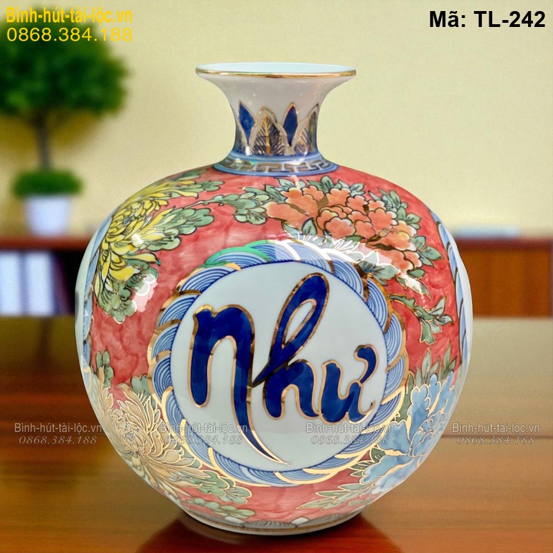Bình hút tài lộc nền đỏ chữ Vạn Sự Như Ý – nổi bật không gian sống mã TL-242 – Ảnh 3