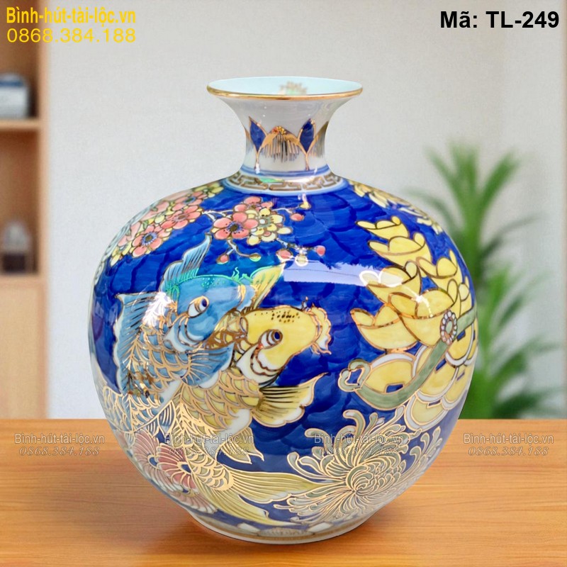 Bình hút tài lộc Ngũ Ngư Ban Phúc cao 28cm – mang lại may mắn, sung túc mã TL-249