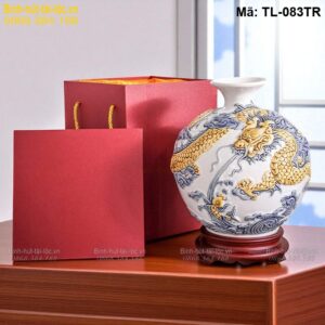 Bình hút tài lộc Rồng nổi màu trắng – thiết kế sang trọng, thu hút tài vận mã TL-083TR