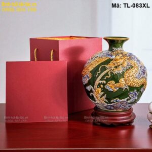 Bình hút tài lộc Rồng nổi màu xanh lá – hợp mệnh Mộc, kích hoạt tài lộc mã TL-083XL