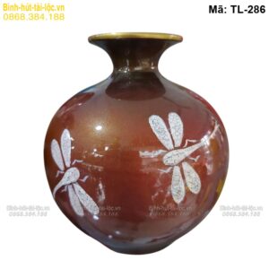 Bình hút tài lộc sơn mài Chuồn Chuồn nền nâu – phong cách cổ điển mã TL-286