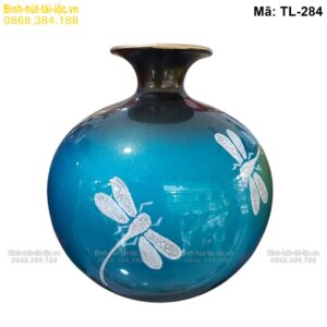 Bình hút tài lộc sơn mài Chuồn Chuồn nền xanh dương – hiện đại, tinh tế mã TL-284
