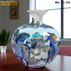 Bình hút tài lộc vẽ 2 ngựa Uyên Ương Hạnh Phúc – ý nghĩa tình duyên mã TL-143