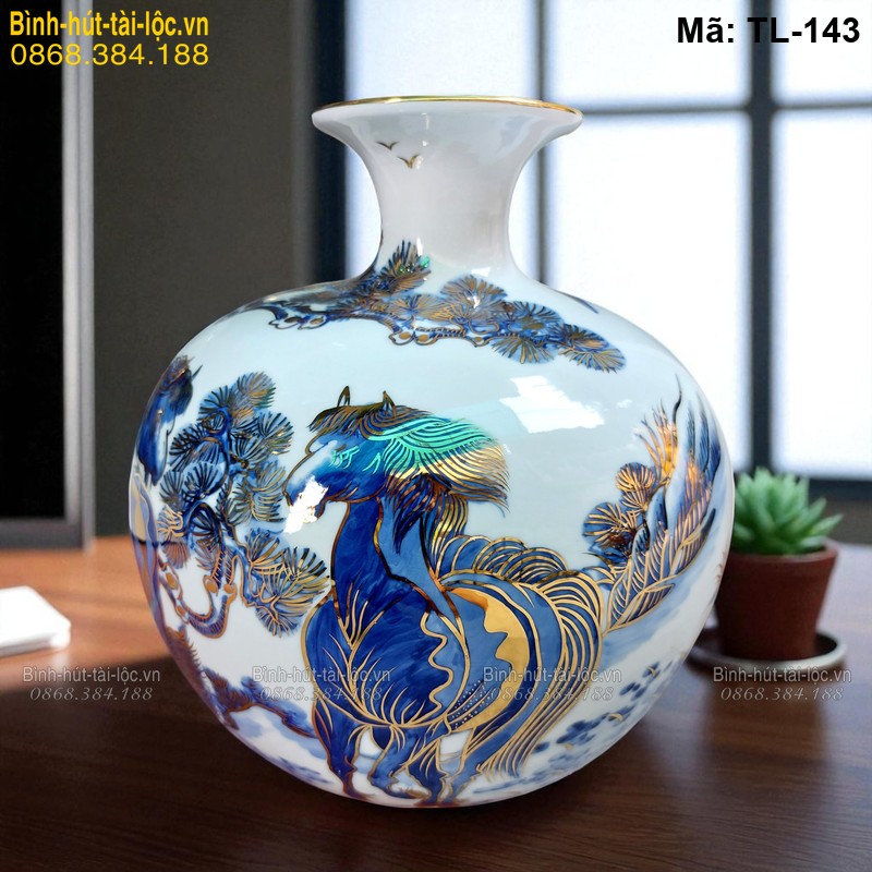 Bình hút tài lộc vẽ 2 ngựa Uyên Ương Hạnh Phúc – ý nghĩa tình duyên mã TL-143 – Ảnh 3