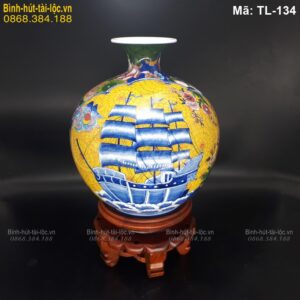 Bình phong thủy Thuận Buồm Xuôi Gió – gốm sứ Bát Tràng hút tài lộc mã TL-134