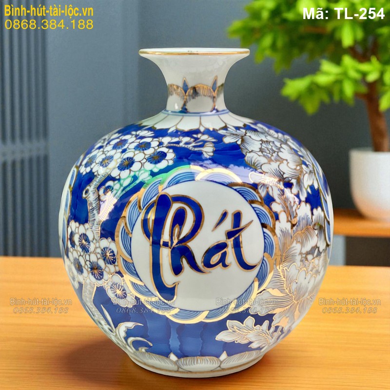 Bình tài lộc 4 chữ Phát Tài Phát Lộc – phong thủy hút tiền tài mã TL-254