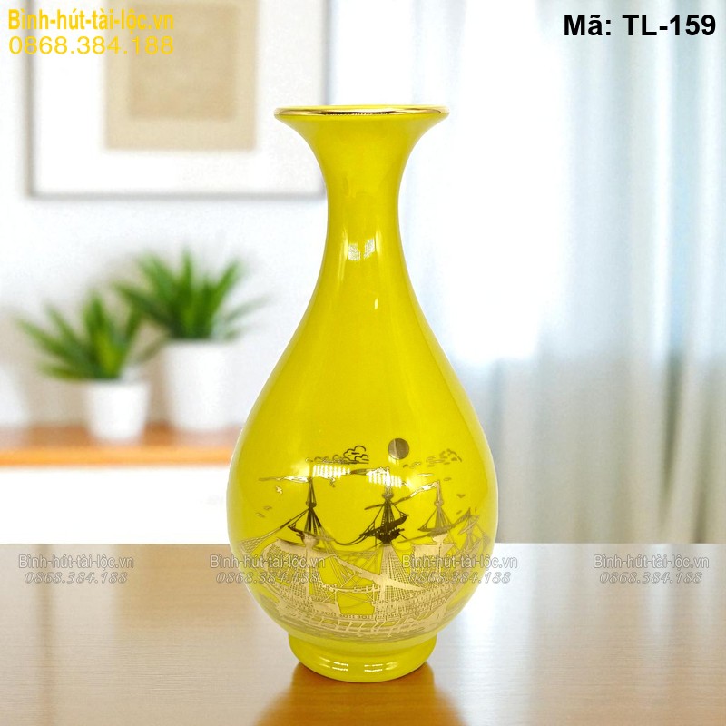 Bình tài lộc dáng Tỳ Bà màu vàng – thiết kế phong thủy đẹp mã TL-159 – Ảnh 2