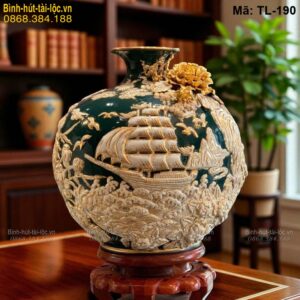 Bình tài lộc đắp nổi mạ vàng cao cấp – tinh xảo từng chi tiết mã TL-190
