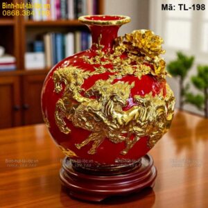 Bình tài lộc dát vàng Mã Đáo Thành Công – quà tặng đẳng cấp mã TL-198