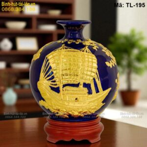 Bình tài lộc dát vàng nền xanh dương – mẫu đẹp hiện đại mã TL-195