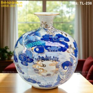 Bình tài lộc Lý Ngư Vọng Nguyệt cao 33cm – cá chép trông trăng mã TL-238