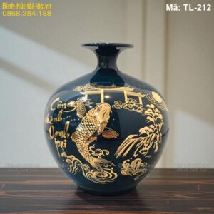 Bình tài lộc màu xanh chữ Công Thành Danh Toại – may mắn sự nghiệp mã TL-212