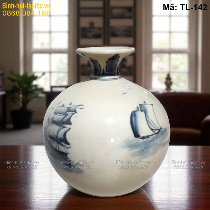 Bình tài lộc men rạn Thuận Buồm Xuôi Gió – biểu tượng hanh thông mã TL-142 – Ảnh 2