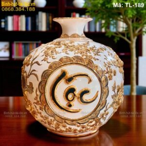 Bình tài lộc nổi mạ vàng chữ Phúc Lộc Thọ – biểu tượng may mắn mã TL-189