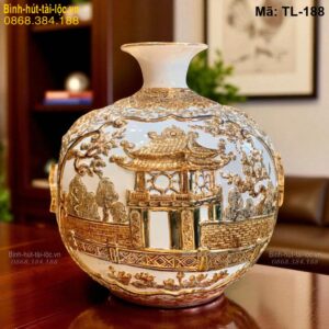 Bình tài lộc nổi mạ vàng Văn Miếu – Chùa Một Cột độc đáo mã TL-188