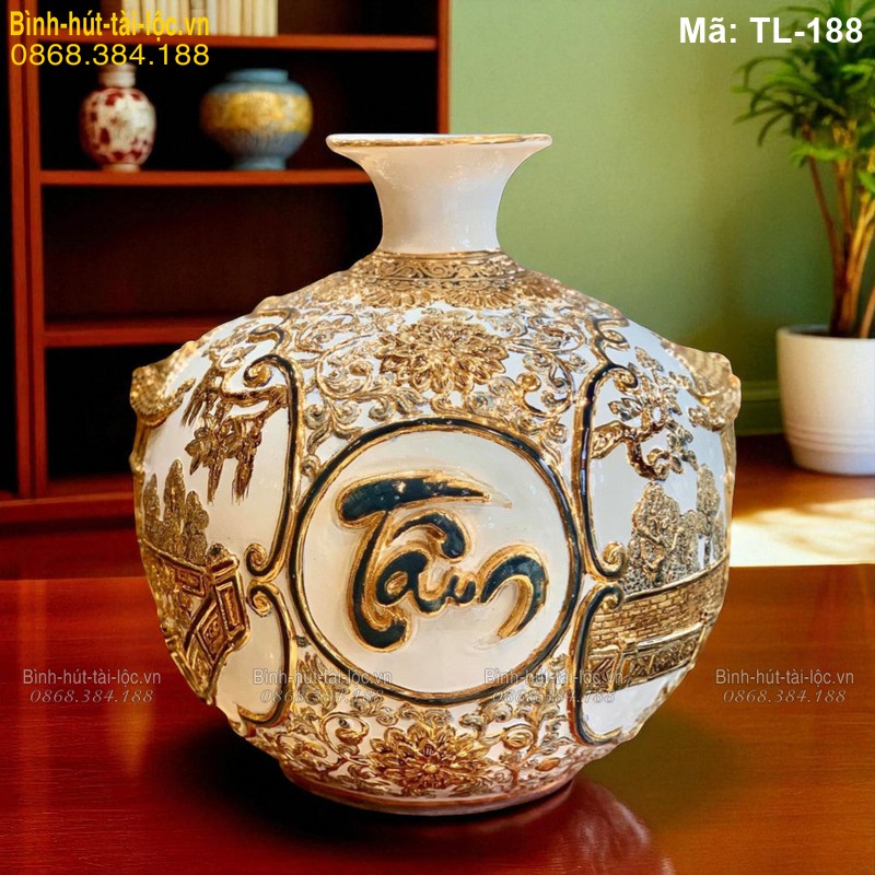 Bình tài lộc nổi mạ vàng Văn Miếu – Chùa Một Cột độc đáo mã TL-188 – Ảnh 3