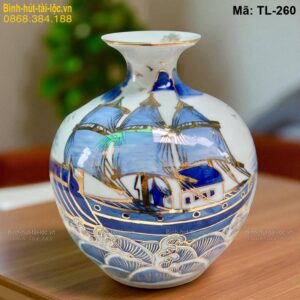Bình tài lộc Thuận Buồm Xuôi Gió mạ vàng 24K – cao 21cm mã TL-260