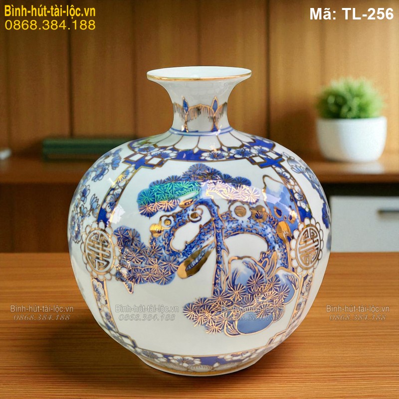 Bình tài lộc Tùng Cúc Trúc Mai mạ vàng – cao 28cm cao cấp mã TL-256 – Ảnh 2