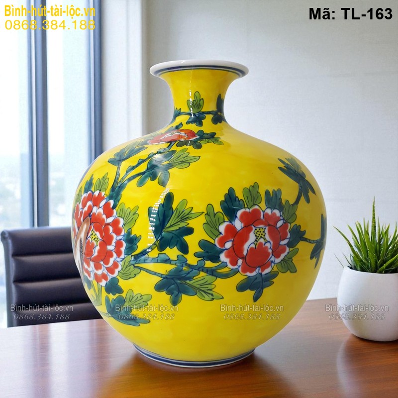 Bình tài lộc vẽ Công Đào giá rẻ – lựa chọn kinh tế mã TL-163 – Ảnh 3