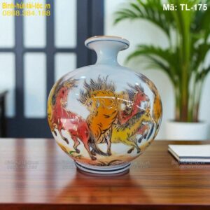 Bình tài lộc vẽ tay Mã Đáo Thành Công – sản phẩm thủ công tinh xảo mã TL-175